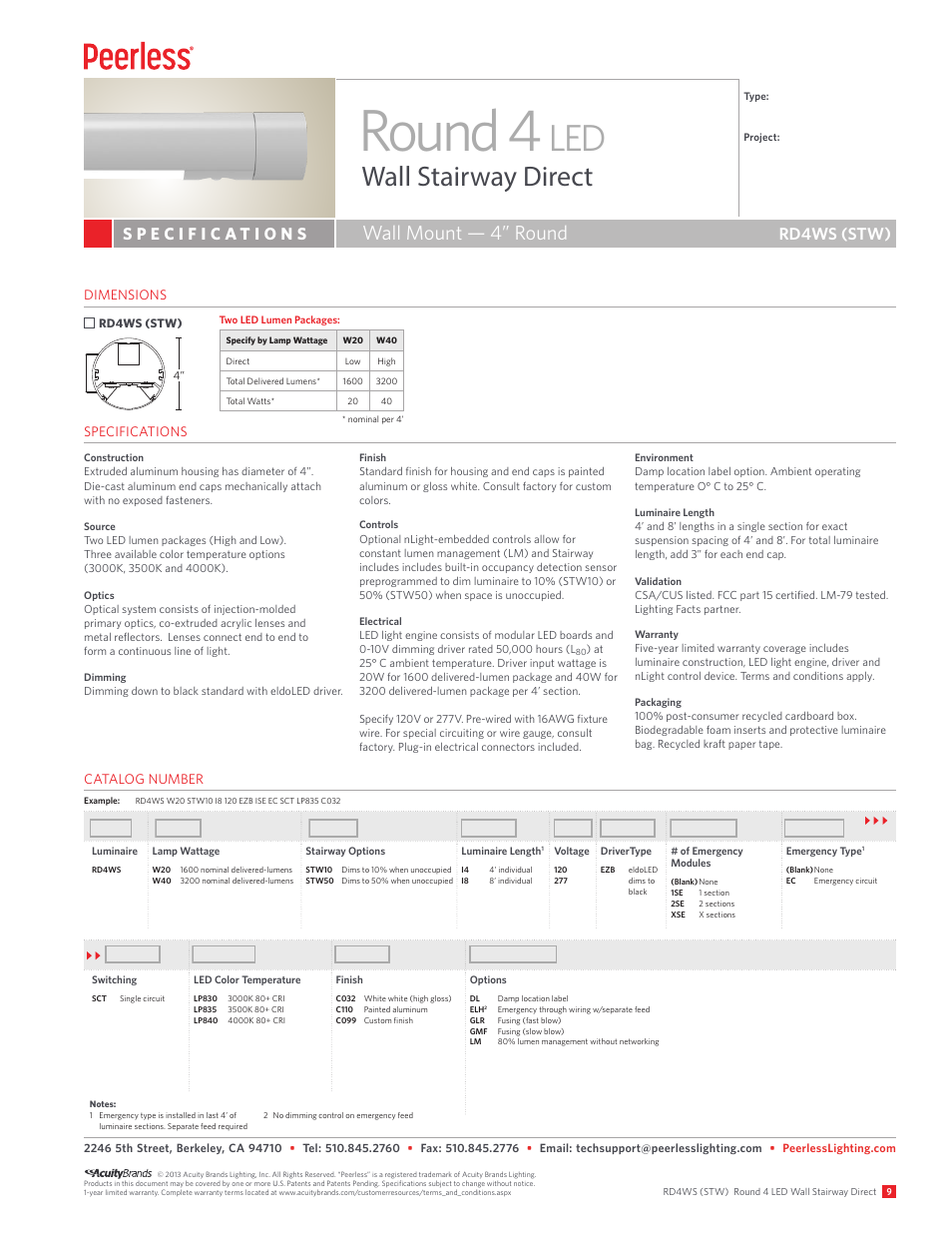 Peerless Lighting RD4WS STW - LED User Manual | 2 pages