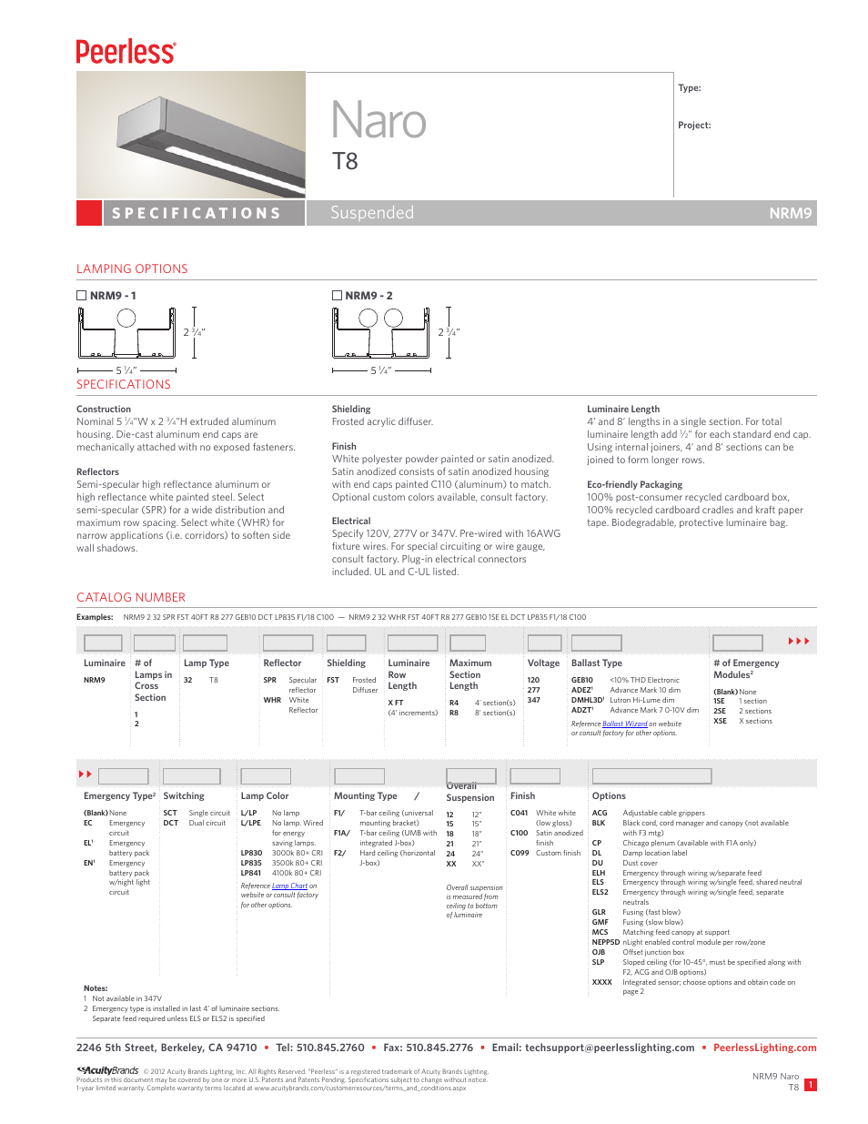 Peerless Lighting NRM9 - T8 User Manual | 2 pages