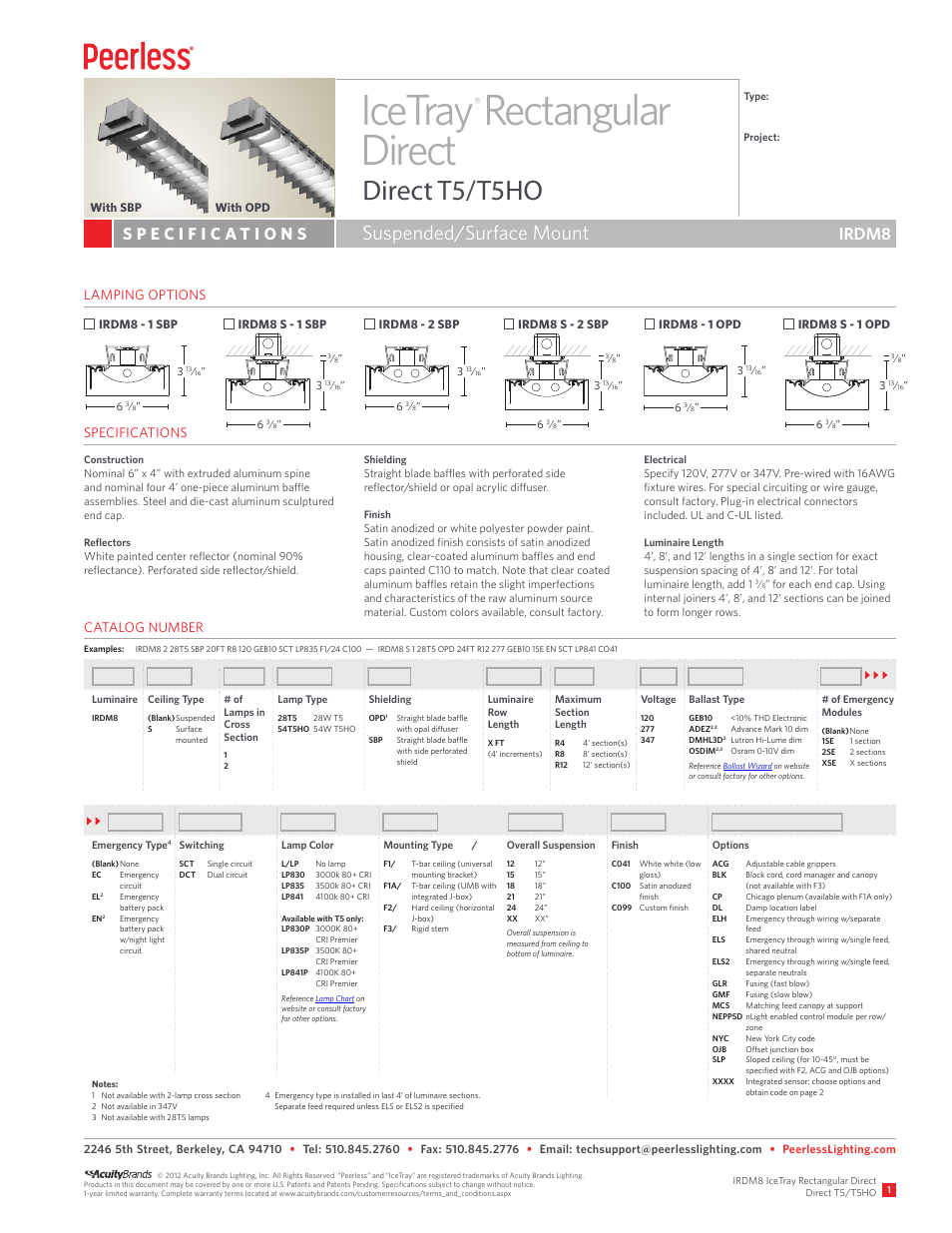 Peerless Lighting IRDM8 - T5_T5HO User Manual | 3 pages