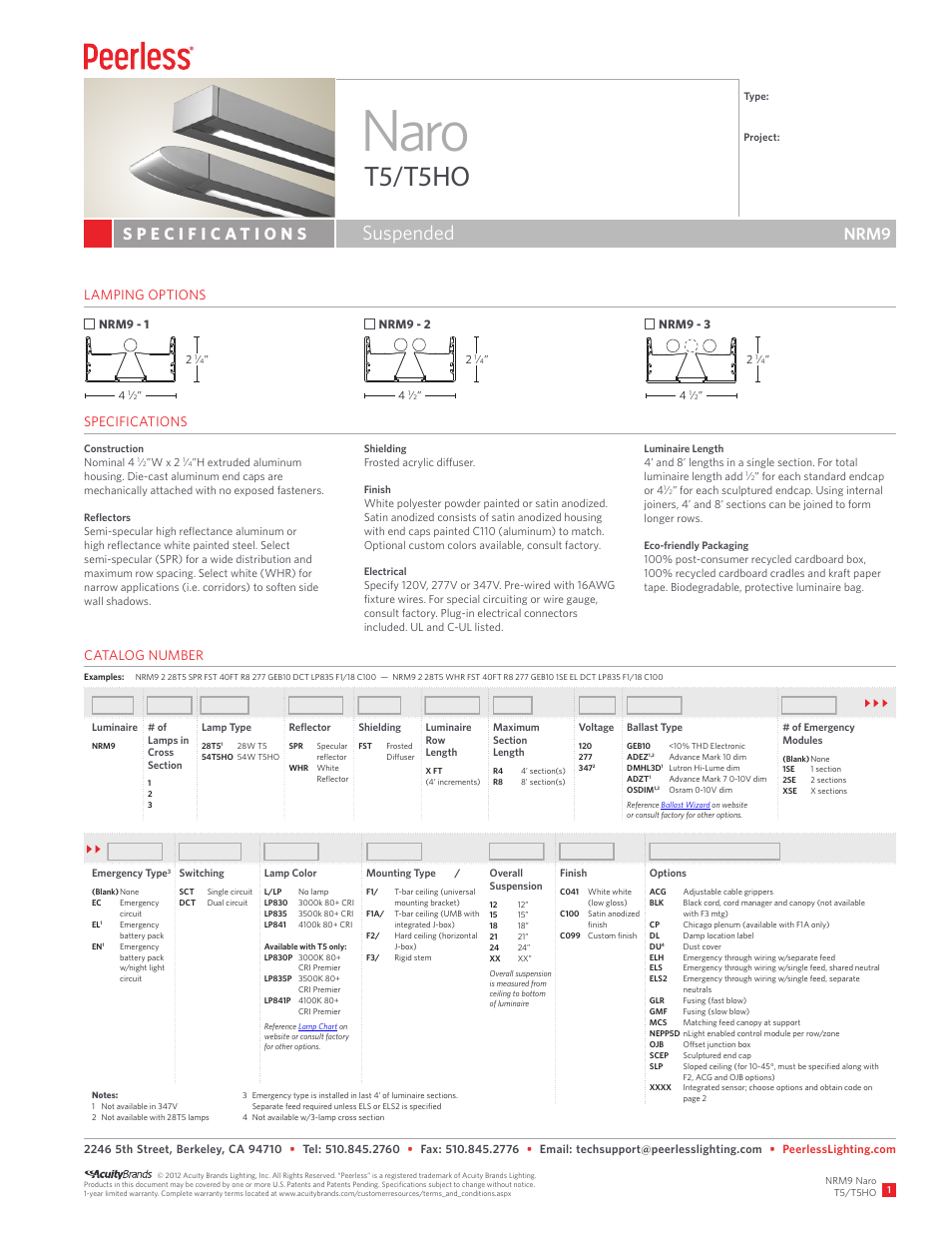 Peerless Lighting NRM9 - T5_T5HO User Manual | 2 pages