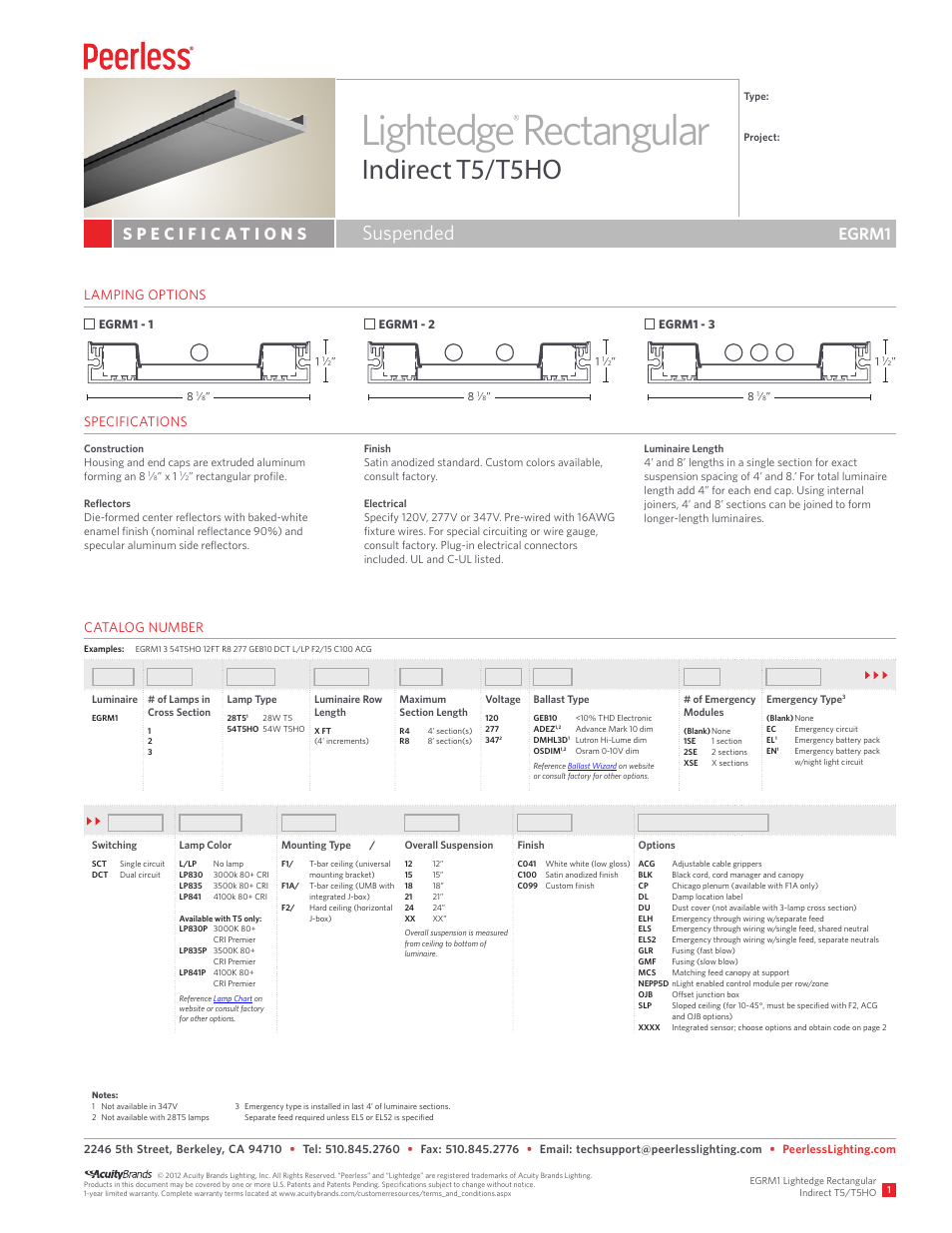 Peerless Lighting EGRM1 - T5_T5HO User Manual | 2 pages