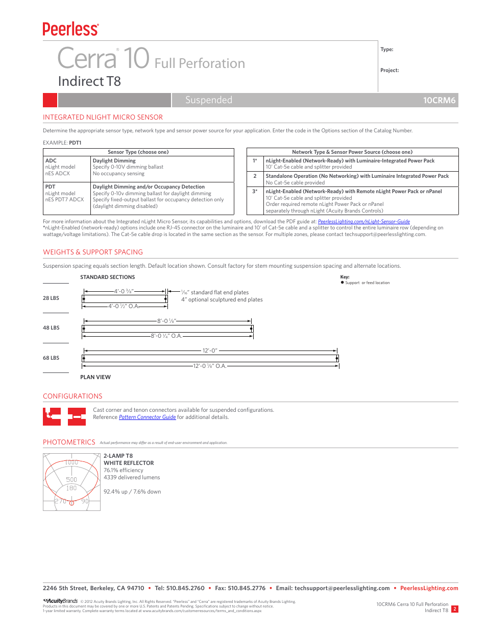 Cerra 10, Full perforation indirect t8, Suspended | 10crm6 | Peerless Lighting 10CRM6 - T8 User Manual | Page 2 / 2