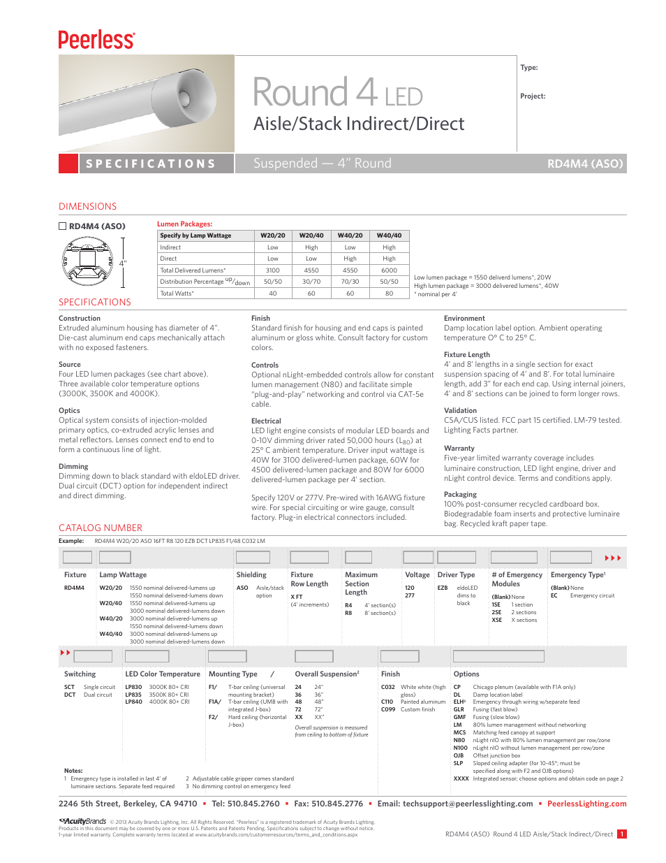 Peerless Lighting RD4M4 ASO - LED User Manual | 3 pages