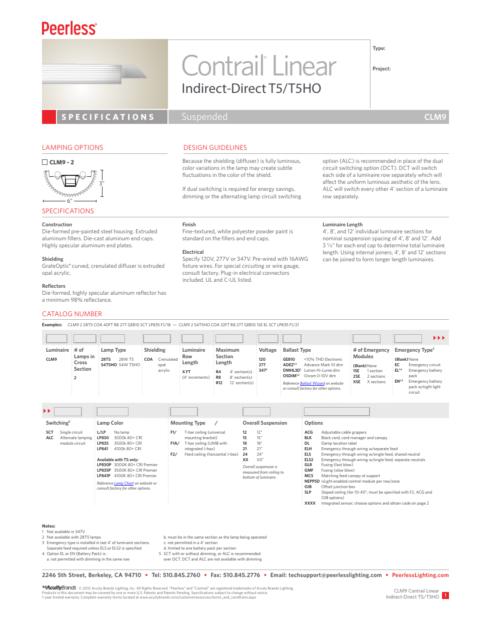 Peerless Lighting CLM9 - T5_T5HO User Manual | 2 pages