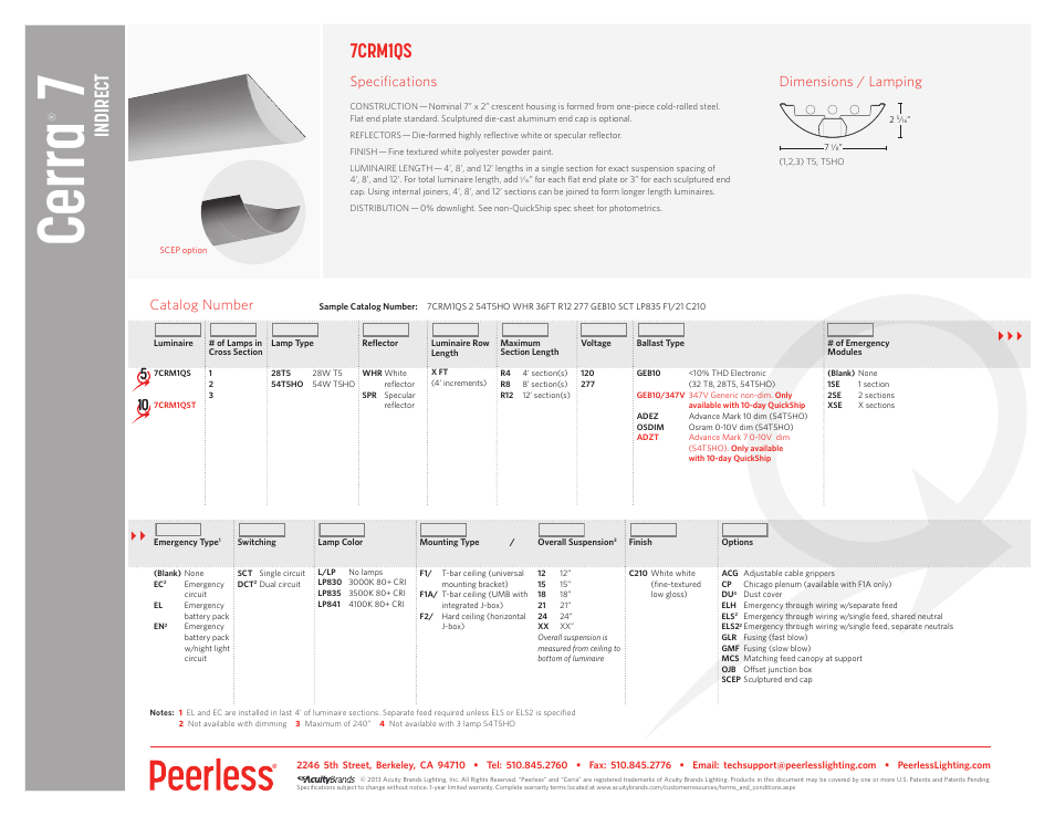 Peerless Lighting 7CRM1 - QS User Manual | 1 page