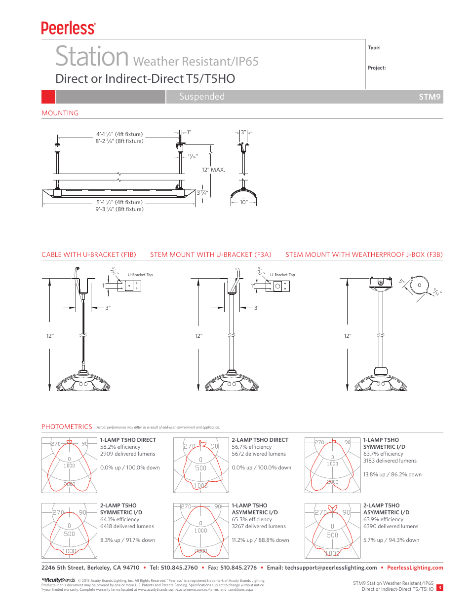 Station, Suspended, Stm9 | Peerless Lighting STM9 - T5_T5HO User Manual | Page 3 / 3