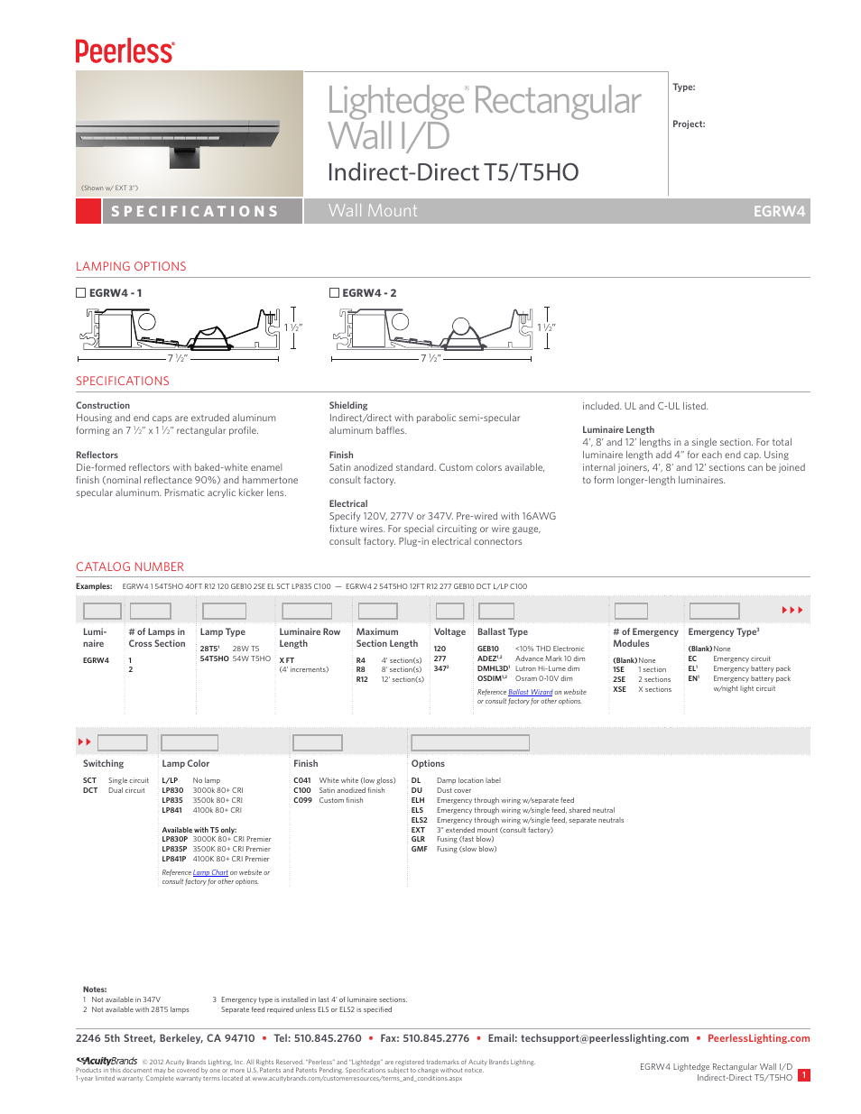 Peerless Lighting EGRW4 - T5_T5HO User Manual | 2 pages