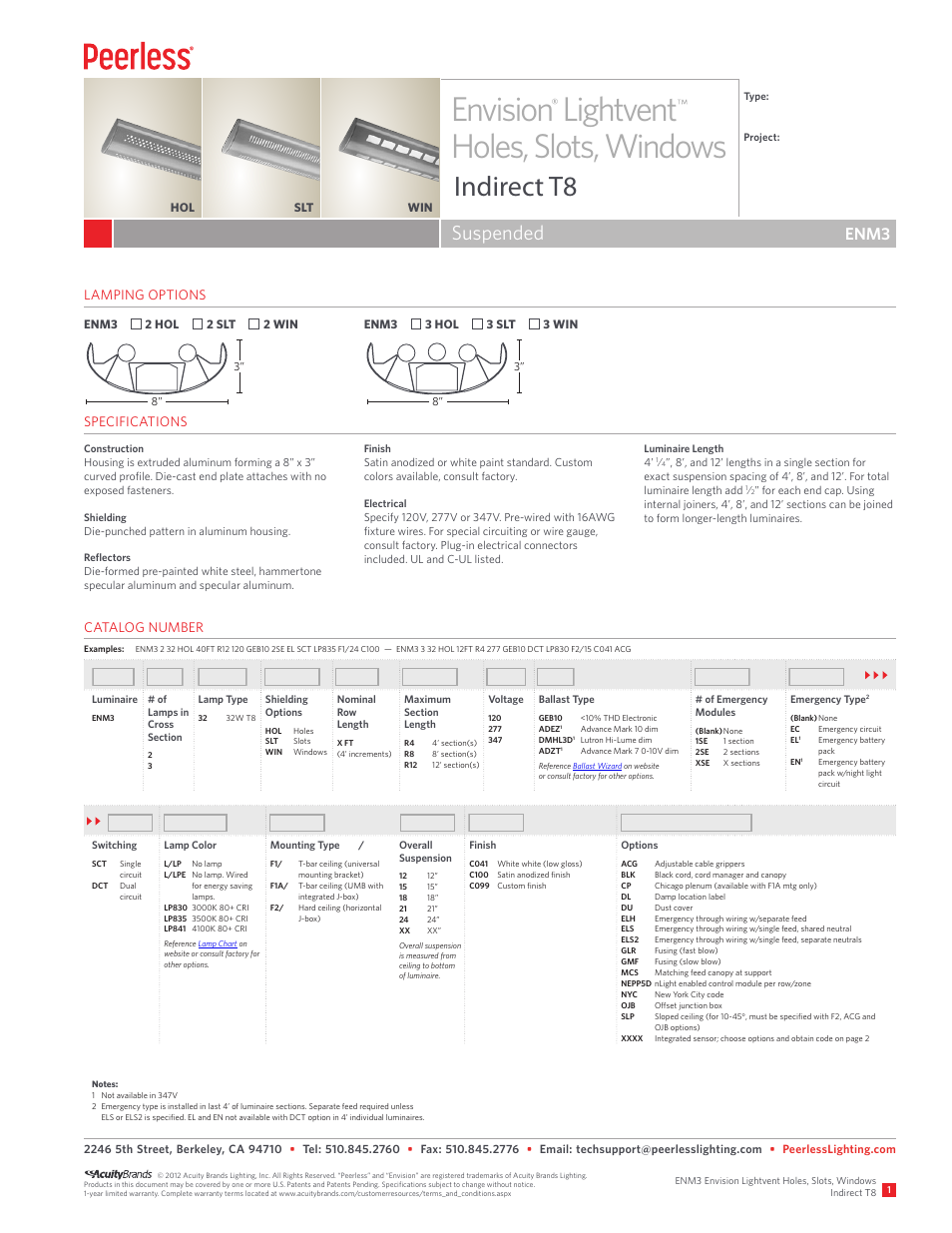 Peerless Lighting ENM3 - T8 User Manual | 2 pages