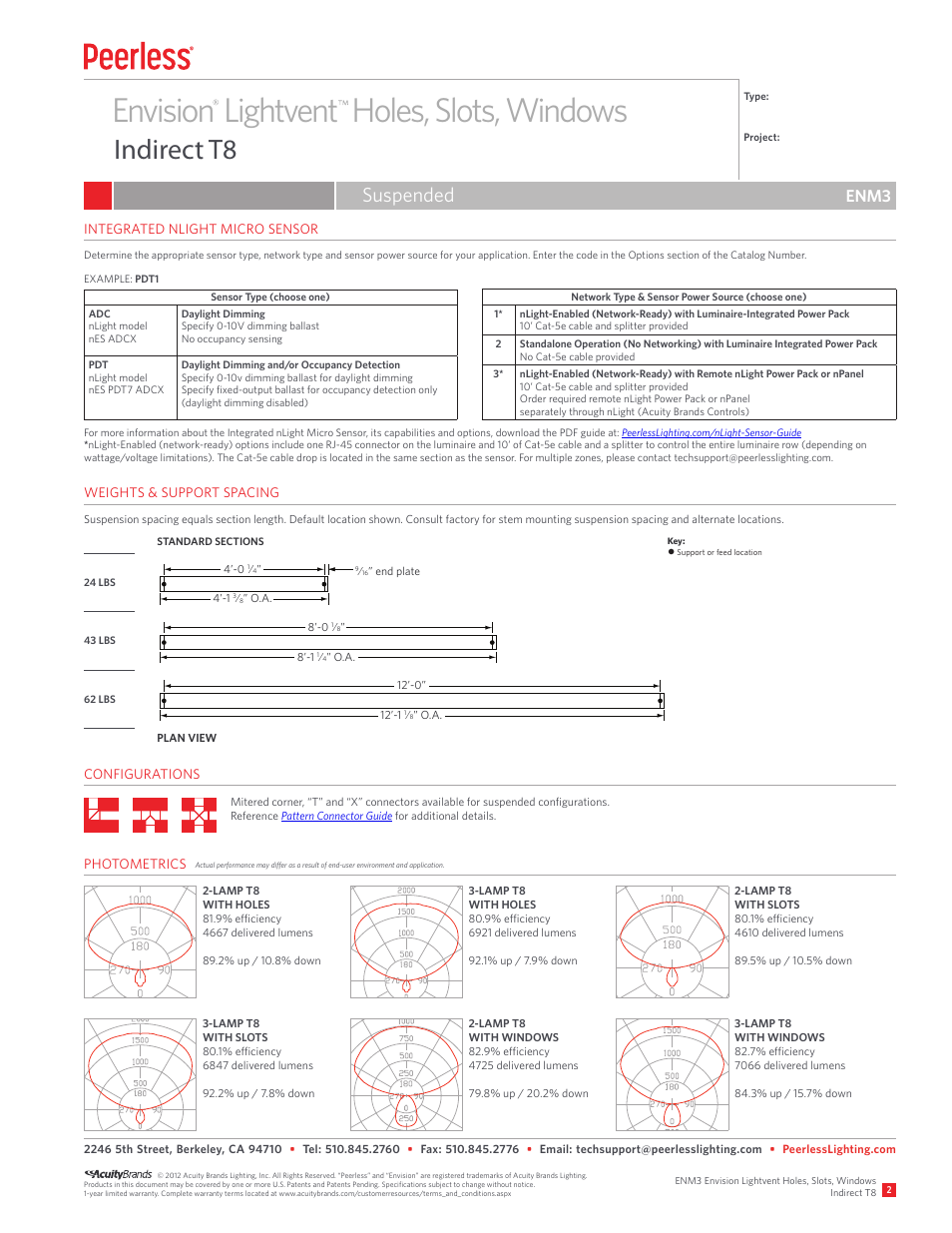 Envision lightvent holes, slots, windows, Indirect t8, Suspended | Enm3 | Peerless Lighting ENM3 - T8 User Manual | Page 2 / 2