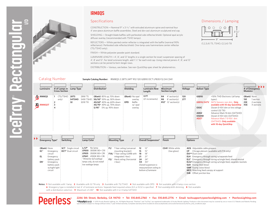 Peerless Lighting IRM8 - QS User Manual | 1 page