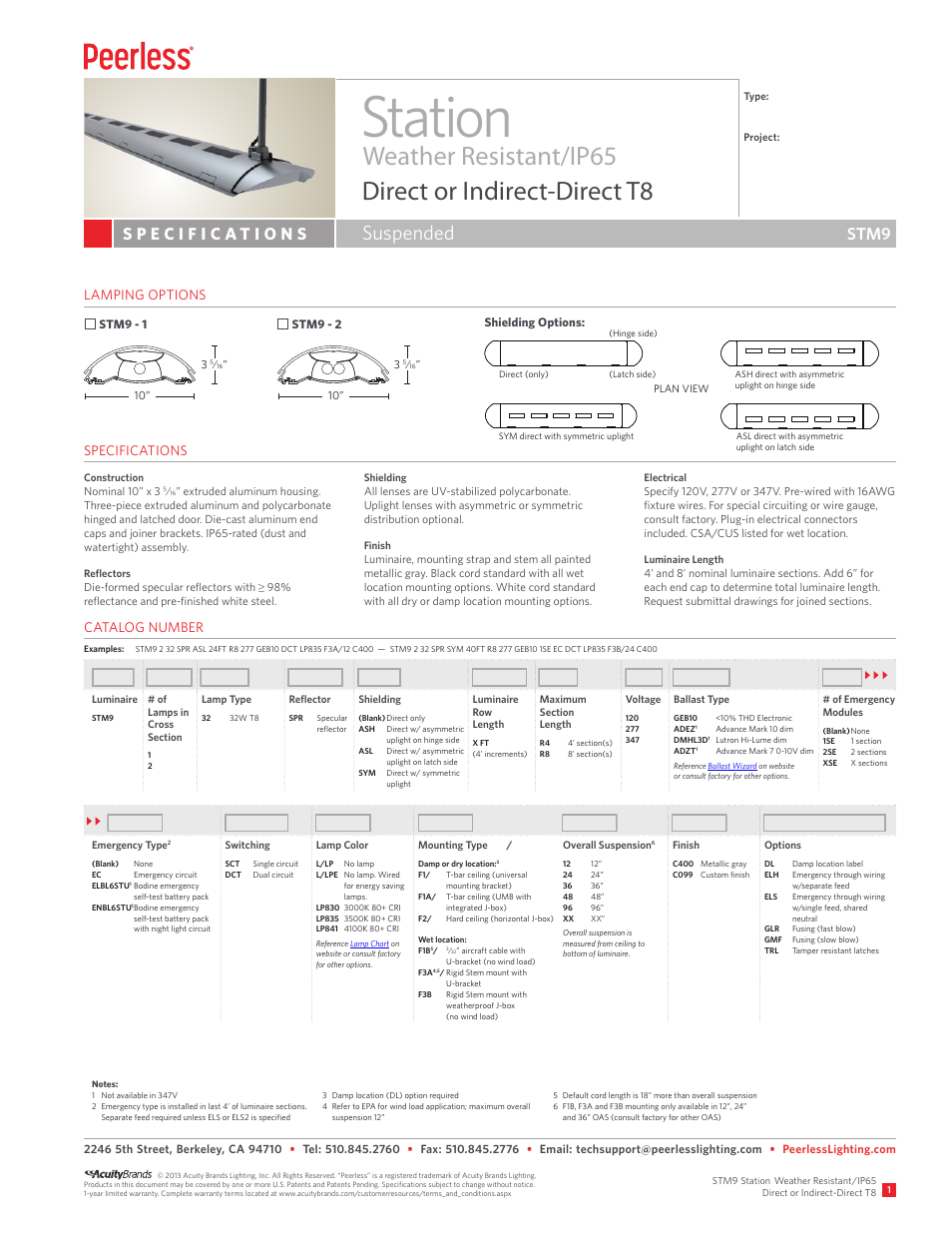 Peerless Lighting STM9 - T8 User Manual | 3 pages