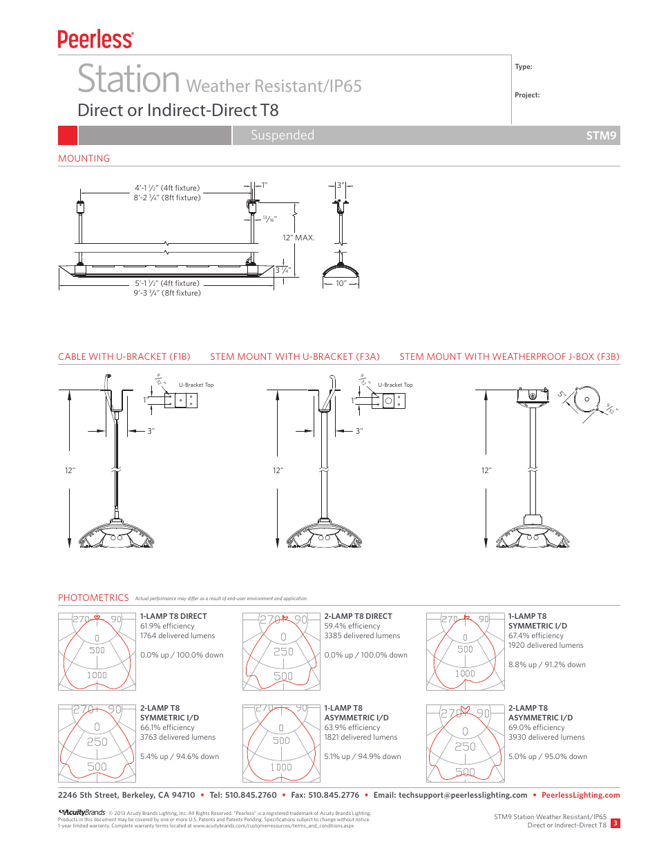 Station, Suspended, Stm9 | Peerless Lighting STM9 - T8 User Manual | Page 3 / 3