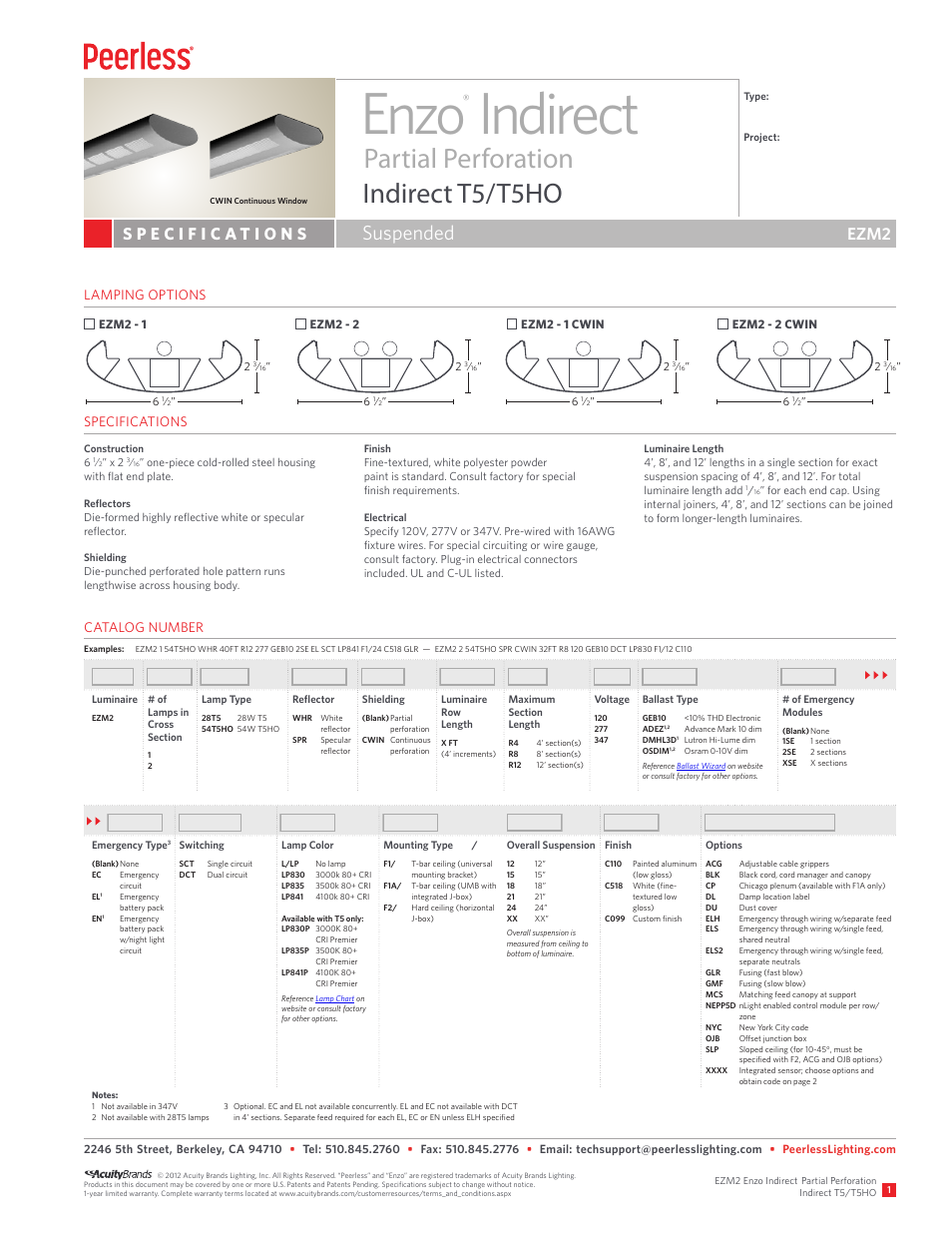 Peerless Lighting EZM2 - T5_T5HO User Manual | 2 pages