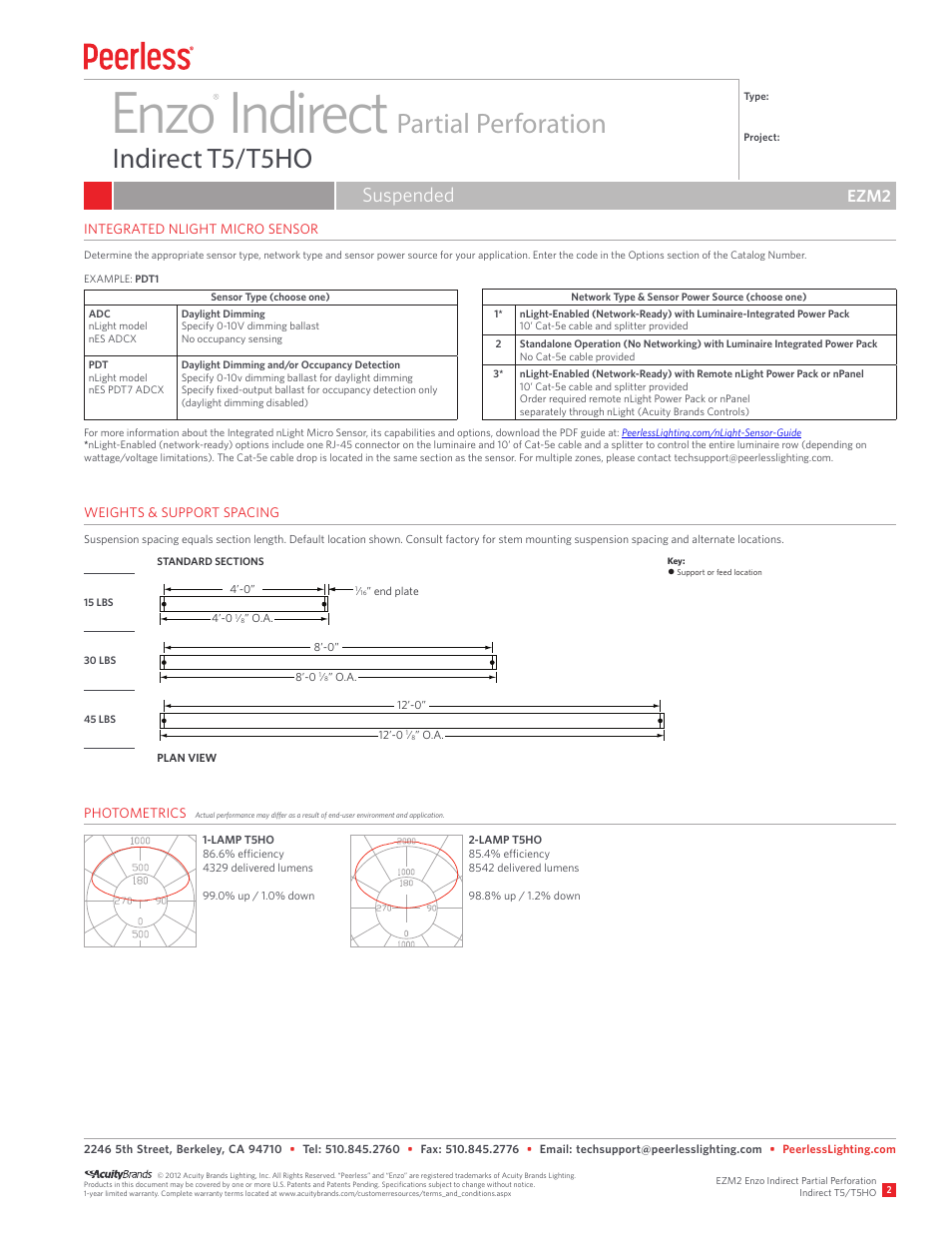 Enzo indirect, Partial perforation indirect t5/t5ho, Suspended | Ezm2 | Peerless Lighting EZM2 - T5_T5HO User Manual | Page 2 / 2