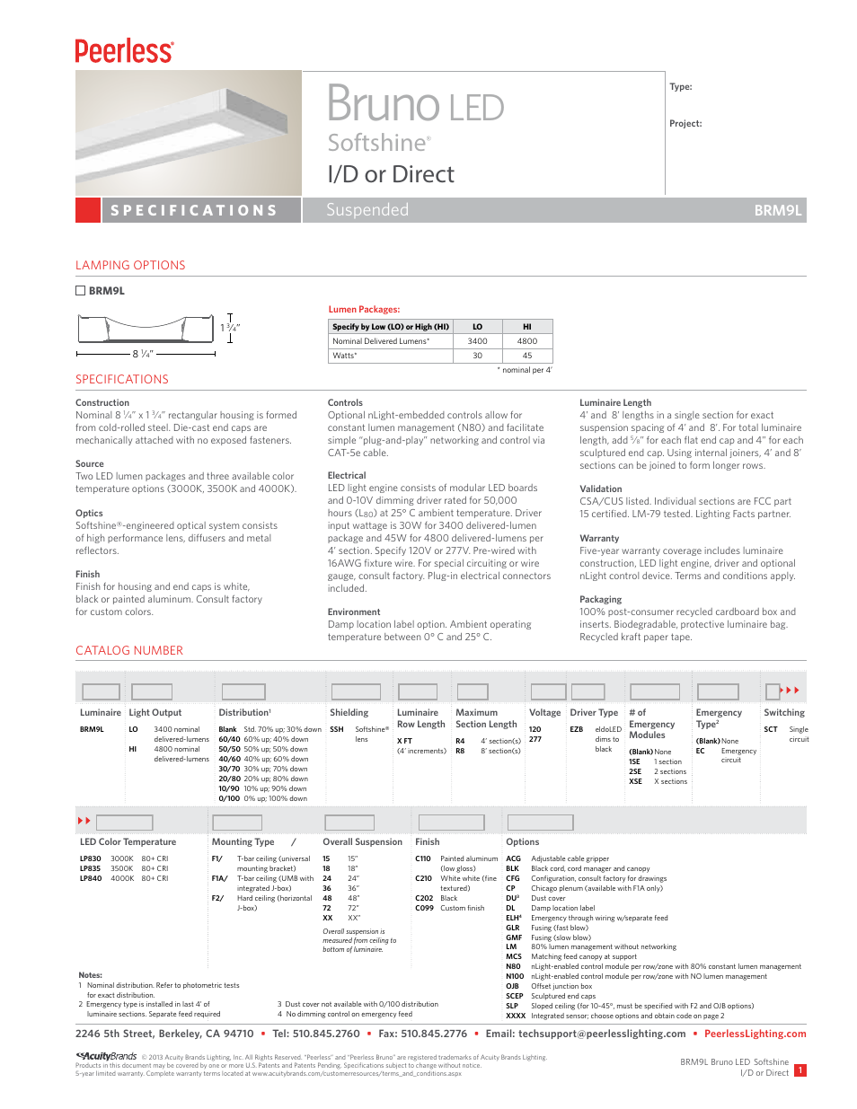 Peerless Lighting BRM9L - LED User Manual | 3 pages