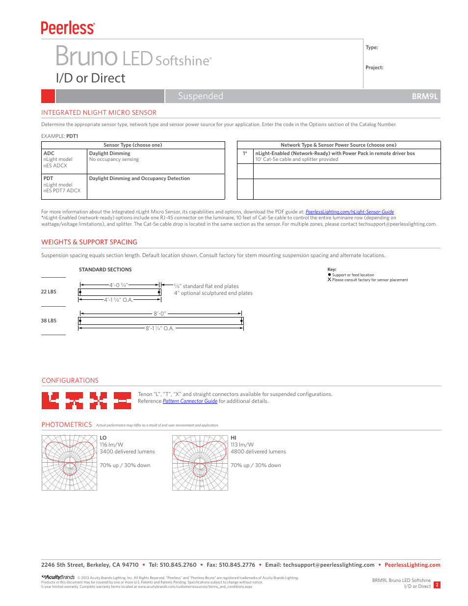 Bruno, Softshine i/d or direct, Suspended | Brm9l | Peerless Lighting BRM9L - LED User Manual | Page 2 / 3