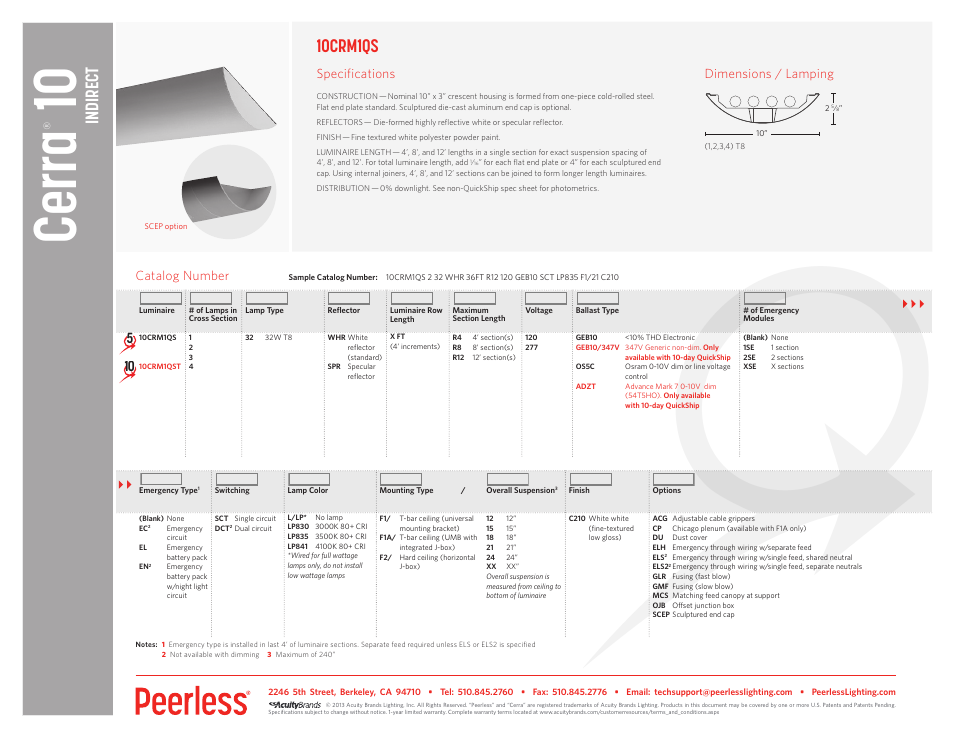 Peerless Lighting 10CRM1 - QS User Manual | 1 page