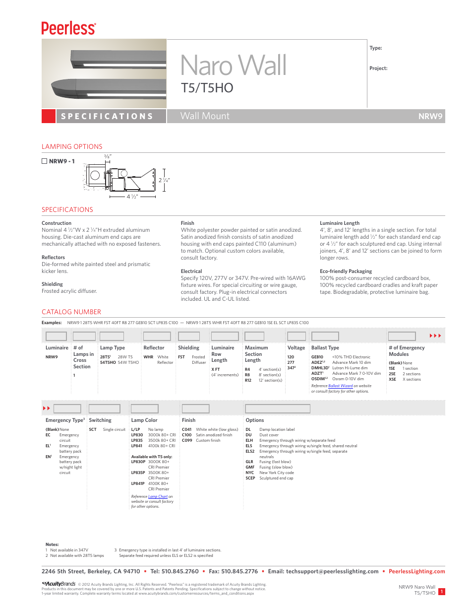 Peerless Lighting NRW9 - T5_T5HO User Manual | 2 pages