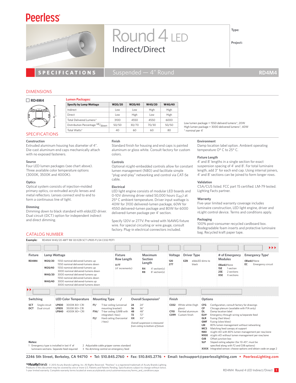 Peerless Lighting RD4M4 - LED User Manual | 3 pages