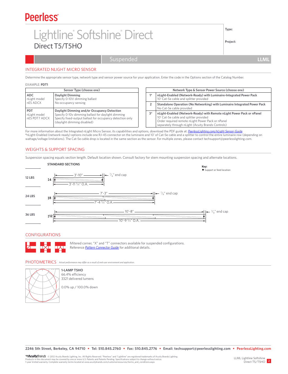 Lightline softshine direct, Direct t5/t5ho, Suspended | Llml | Peerless Lighting LLML (Sus) - T5_T5HO User Manual | Page 2 / 2