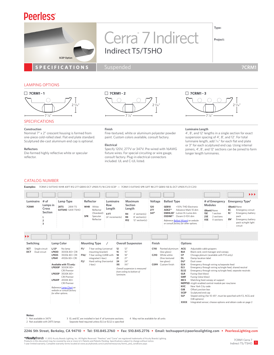 Peerless Lighting 7CRM1 - T5_T5HO User Manual | 2 pages