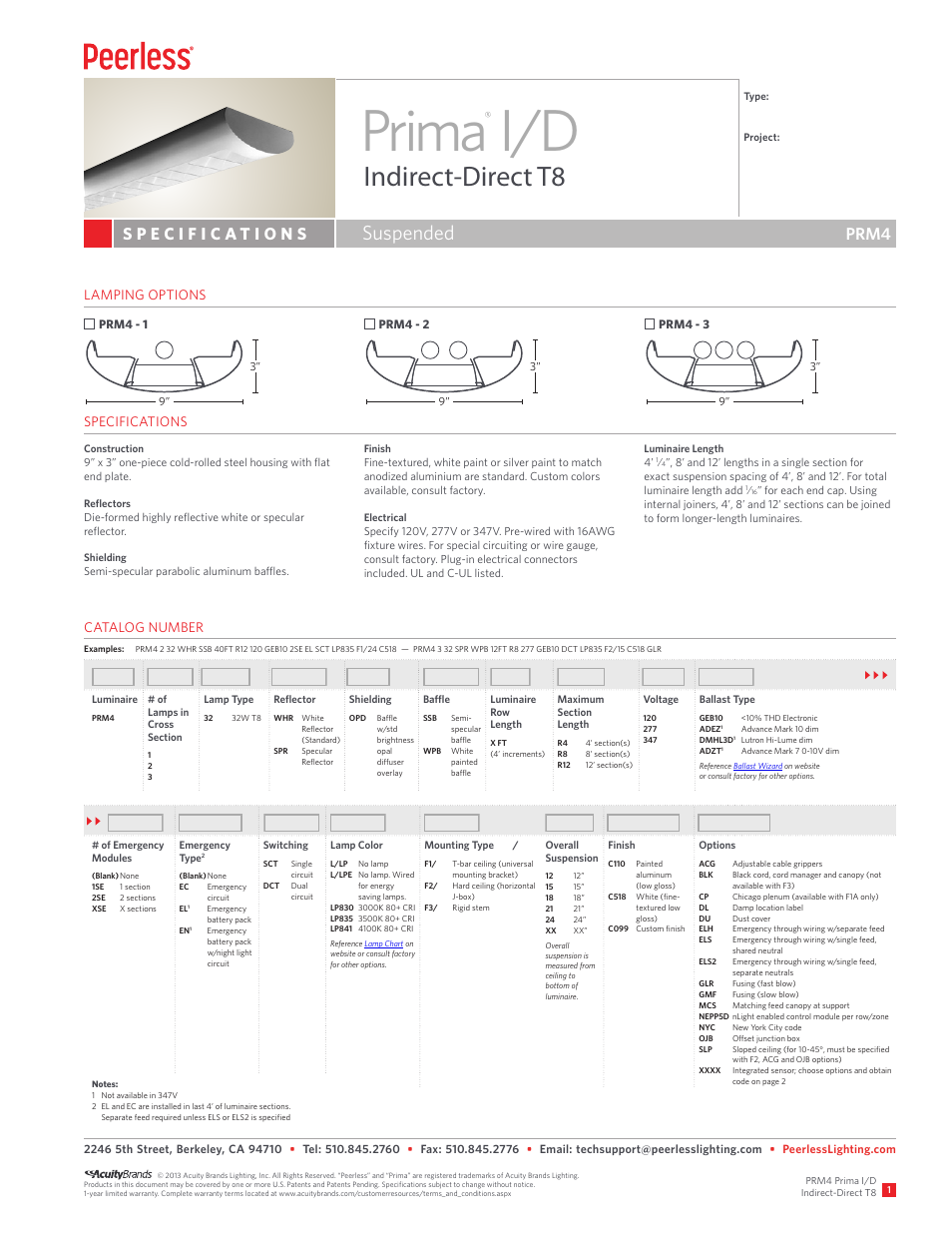 Peerless Lighting PRM4 - T8 User Manual | 2 pages