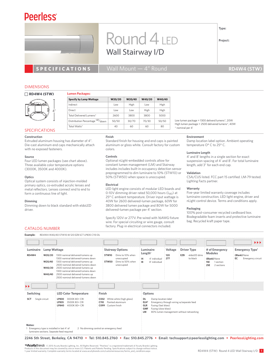 Peerless Lighting RD4W4 STW - LED User Manual | 2 pages