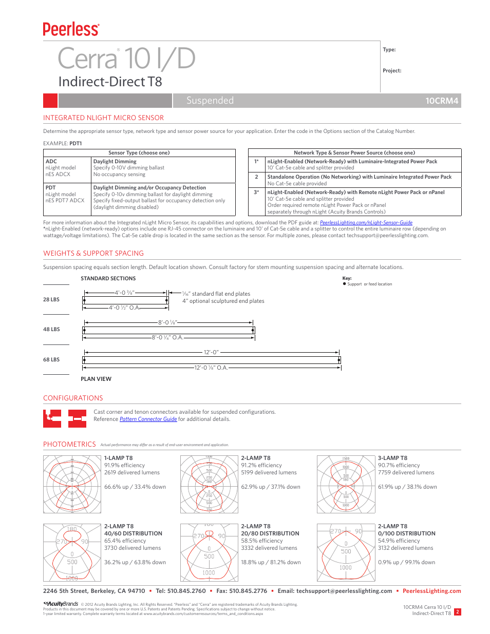 Cerra 10 i/d, Indirect-direct t8, Suspended | 10crm4 | Peerless Lighting 10CRM4 - T8 User Manual | Page 2 / 2