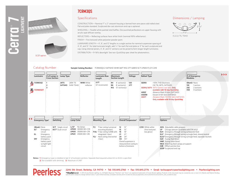 Peerless Lighting 7CRM3 - QS User Manual | 1 page