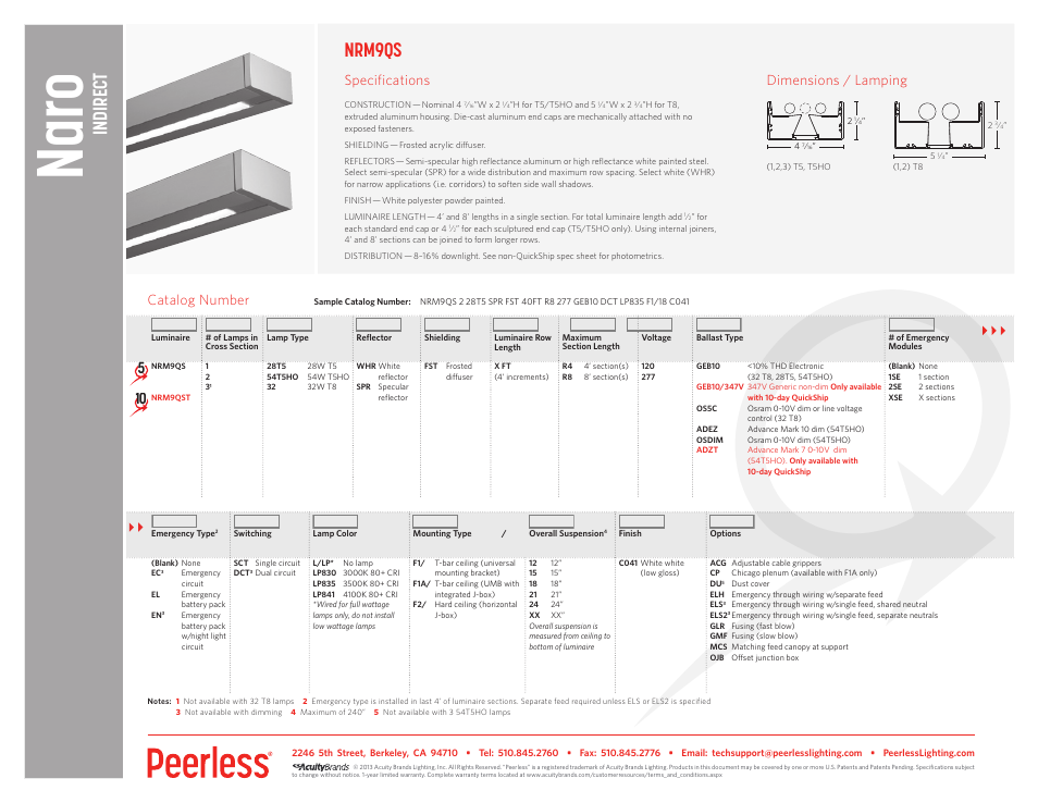 Peerless Lighting NRM9 - QS User Manual | 1 page