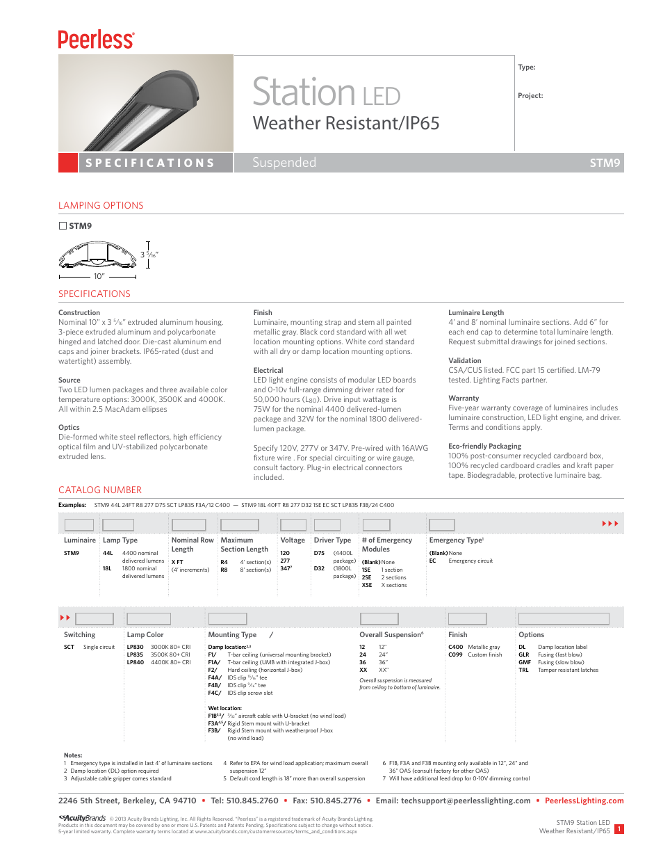 Peerless Lighting STM9 - LED User Manual | 3 pages