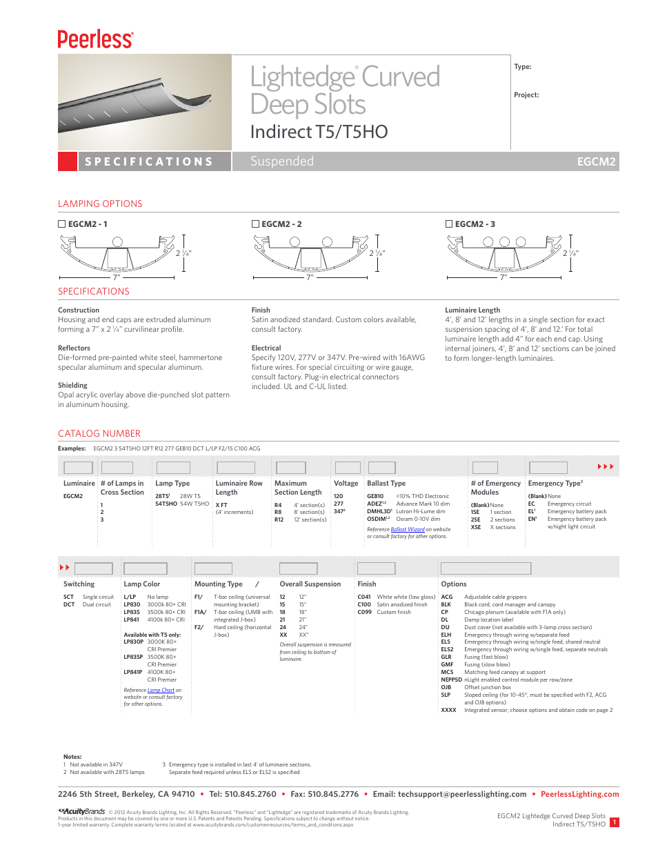 Peerless Lighting EGCM2 - T5_T5HO User Manual | 2 pages