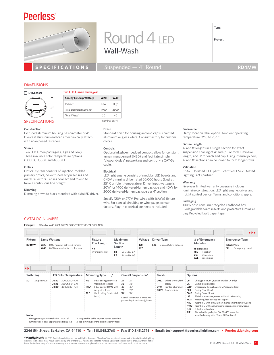 Peerless Lighting RD4MW - LED User Manual | 3 pages
