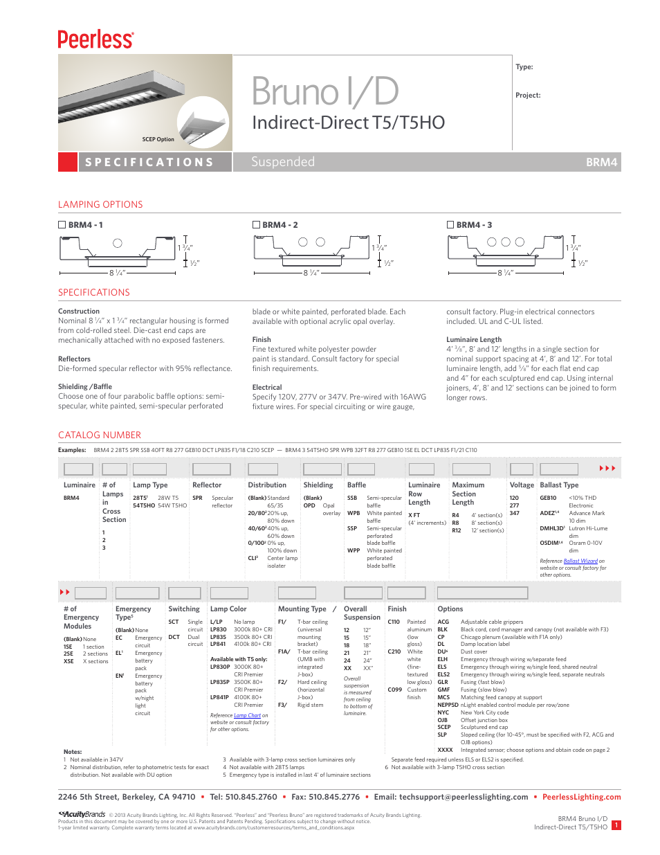 Peerless Lighting BRM4 - T5_T5HO User Manual | 3 pages