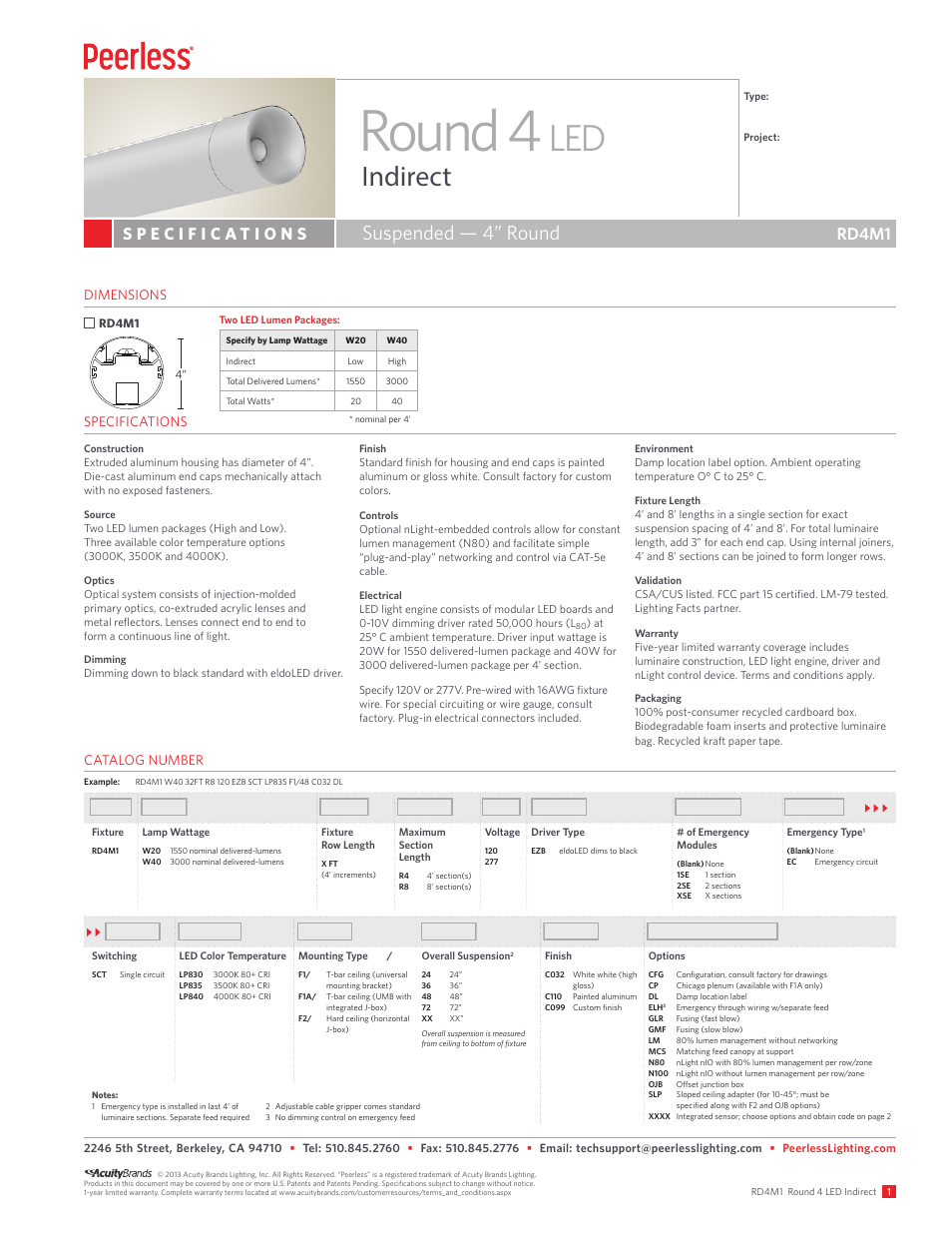 Peerless Lighting RD4M1 - LED User Manual | 3 pages