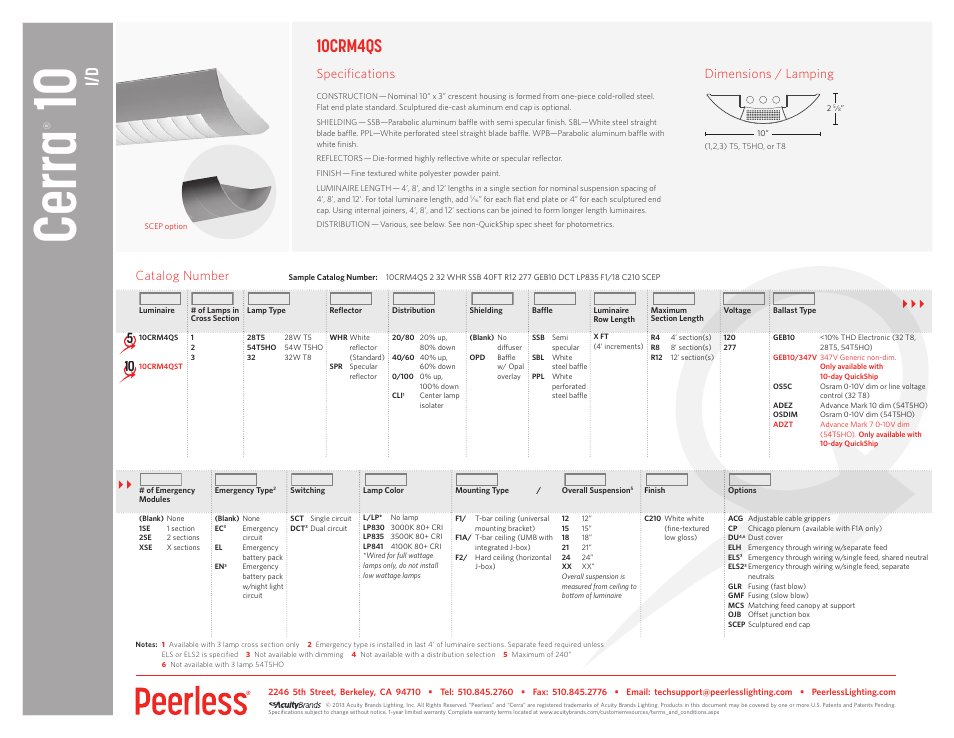 Peerless Lighting 10CRM4 - QS User Manual | 1 page