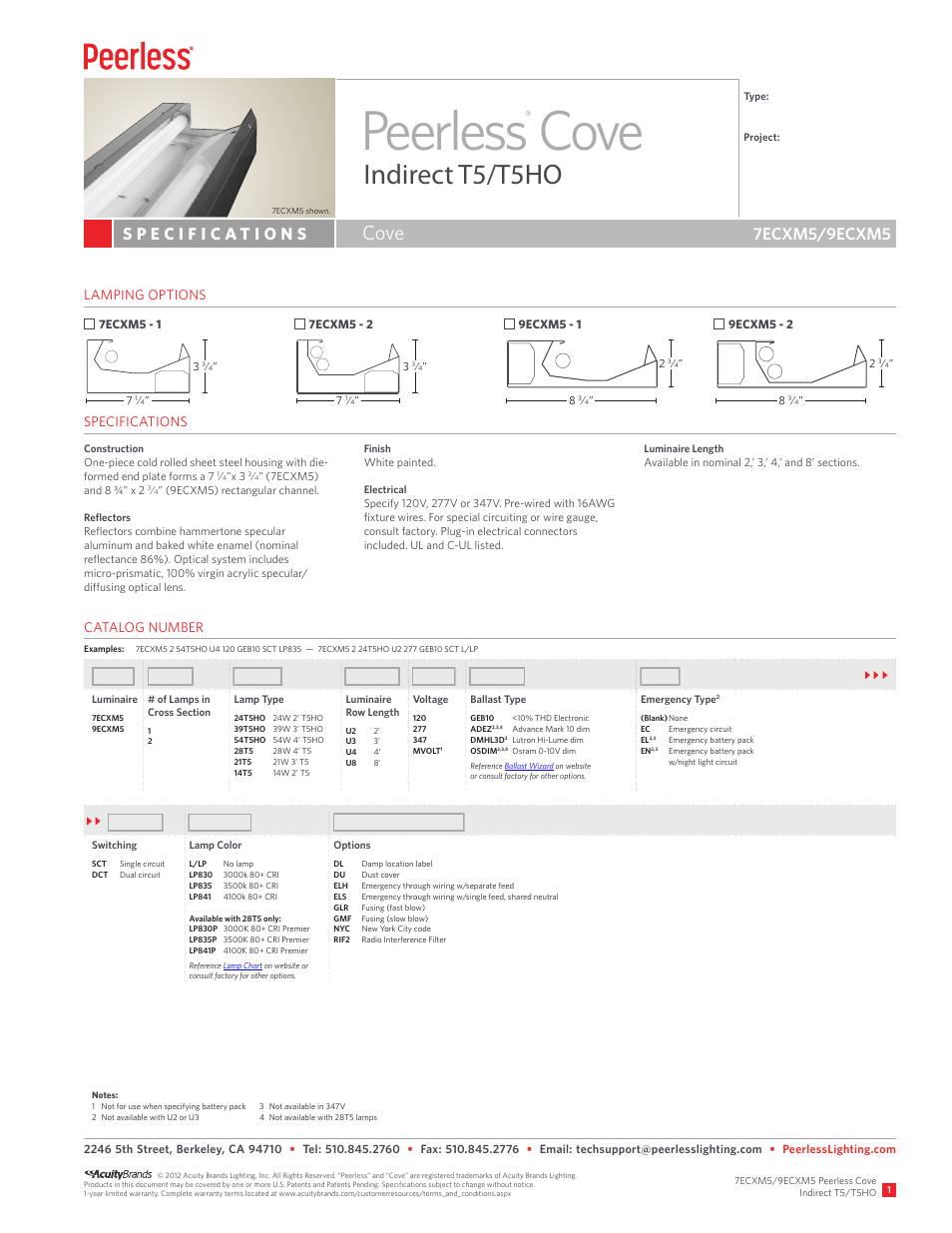 Peerless Lighting 9ECXM5 - T5_T5HO User Manual | 2 pages