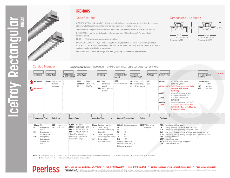 Peerless Lighting IRDM8 - QS User Manual | 1 page