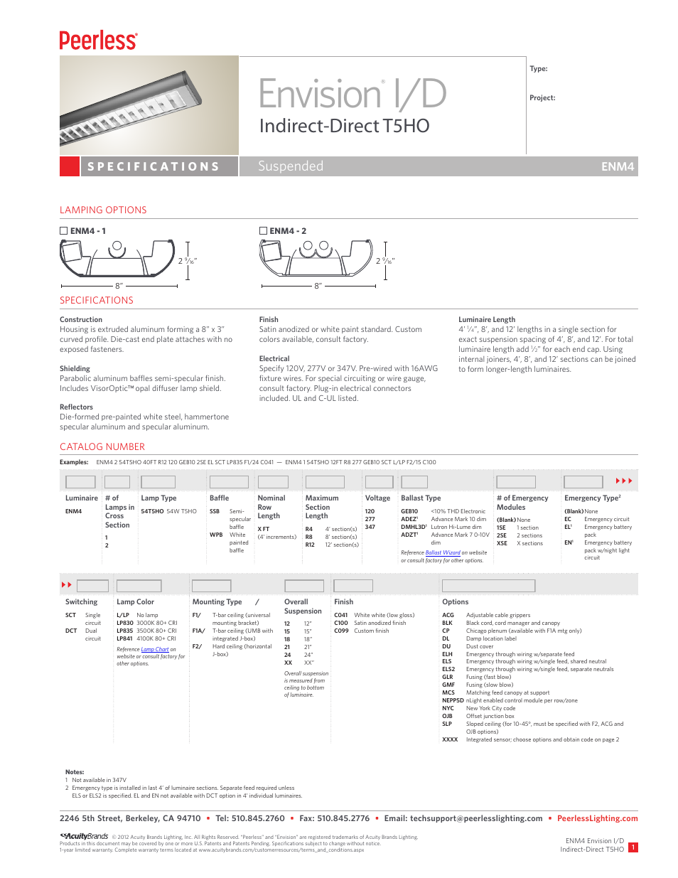 Peerless Lighting ENM4 - T5_T5HO User Manual | 2 pages