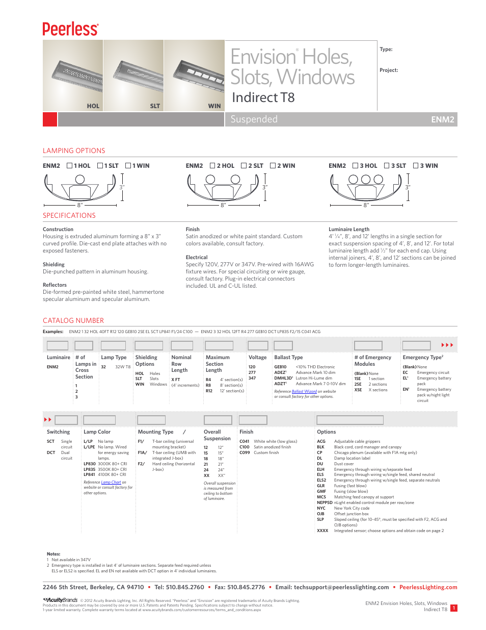 Peerless Lighting ENM2 - T8 User Manual | 3 pages