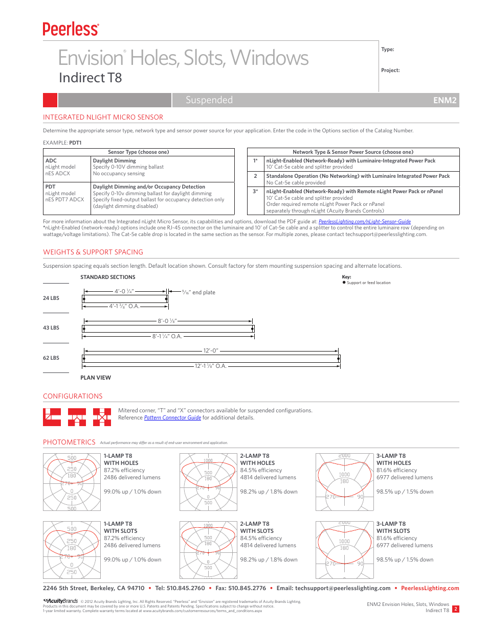 Envision holes, slots, windows, Indirect t8, Suspended | Enm2 | Peerless Lighting ENM2 - T8 User Manual | Page 2 / 3