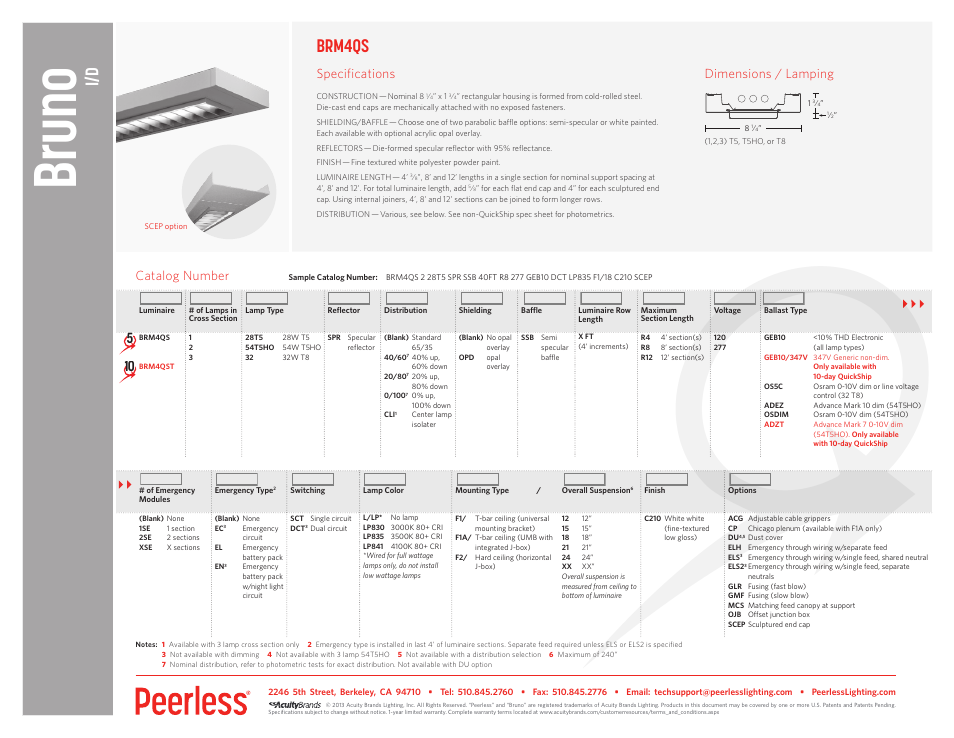 Peerless Lighting BRM4 - QS User Manual | 1 page