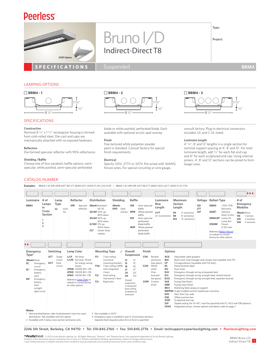 Peerless Lighting BRM4 - T8 User Manual | 3 pages