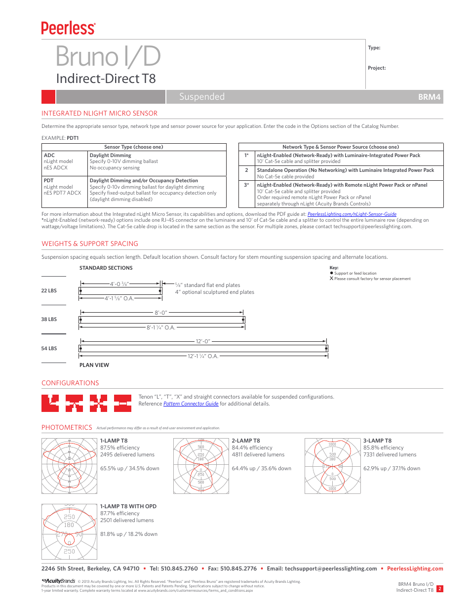 Bruno i/d, Indirect-direct t8, Suspended | Brm4 | Peerless Lighting BRM4 - T8 User Manual | Page 2 / 3