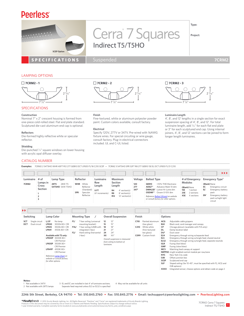 Peerless Lighting 7CRM2 - T5_T5HO User Manual | 2 pages