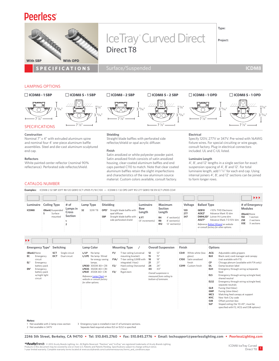 Peerless Lighting ICDM8 - T8 User Manual | 2 pages