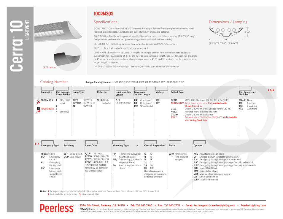 Peerless Lighting 10CRM3 - QS User Manual | 1 page
