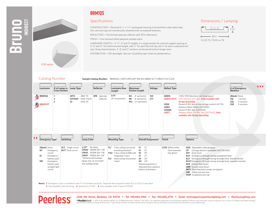 Peerless Lighting BRM1 - QS User Manual | 1 page