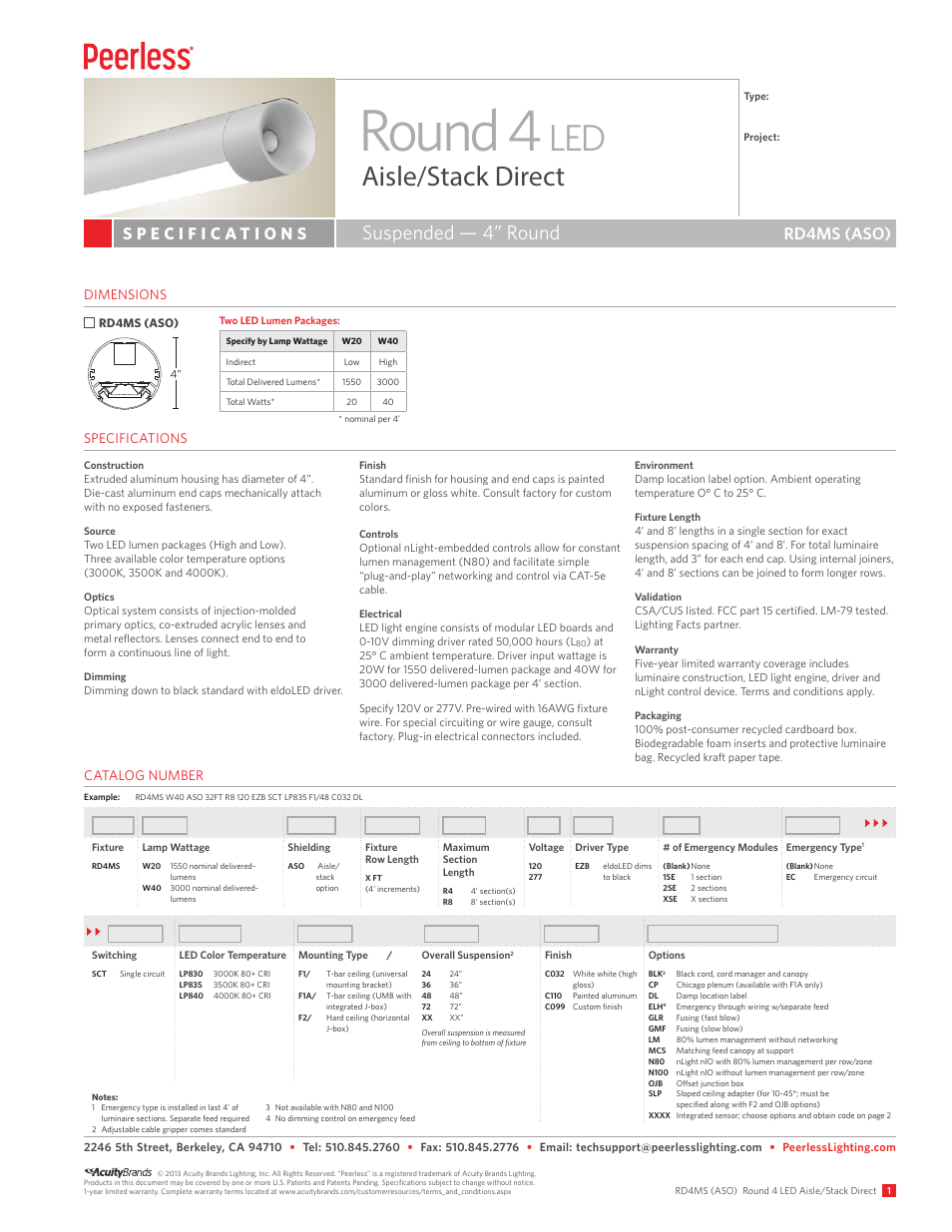 Peerless Lighting RD4MS ASO - LED User Manual | 3 pages