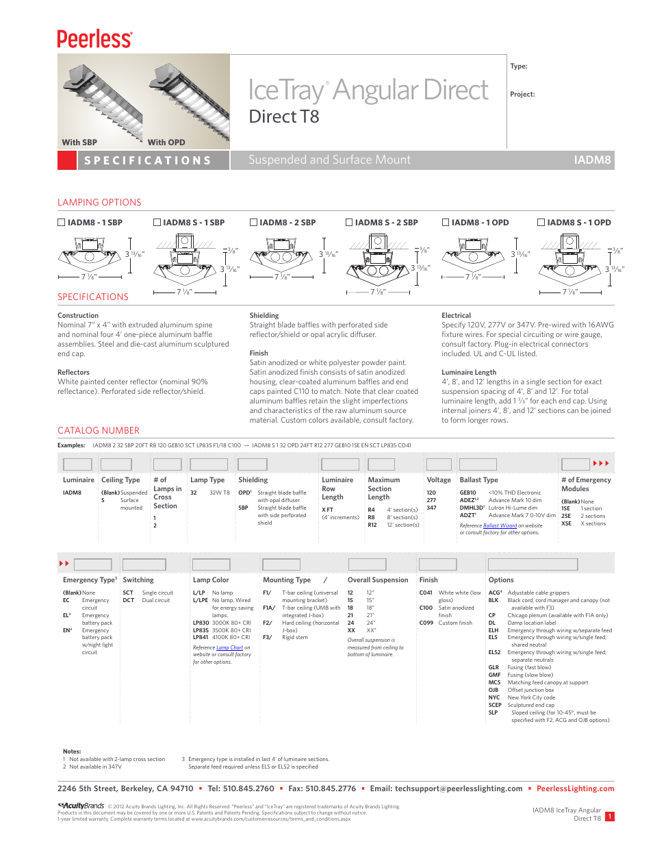 Peerless Lighting IADM8 - T8 User Manual | 2 pages